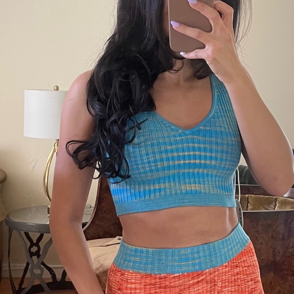 Staud blue knit crop top